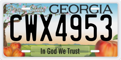 GA license plate CWX4953