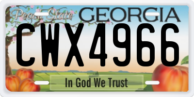 GA license plate CWX4966