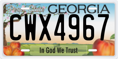 GA license plate CWX4967