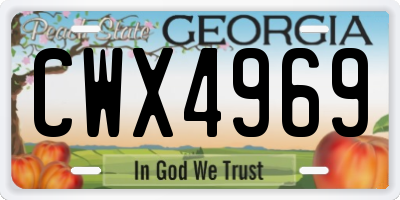 GA license plate CWX4969