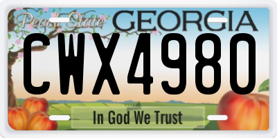GA license plate CWX4980