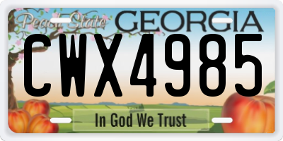 GA license plate CWX4985