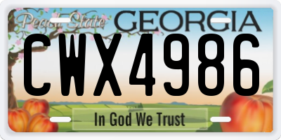 GA license plate CWX4986