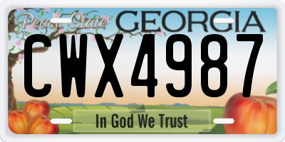 GA license plate CWX4987