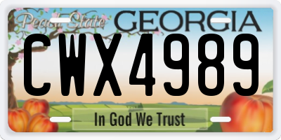 GA license plate CWX4989