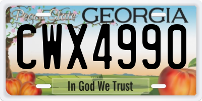 GA license plate CWX4990