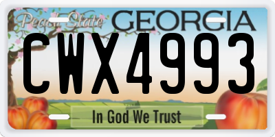 GA license plate CWX4993