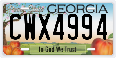 GA license plate CWX4994