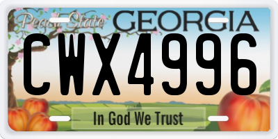 GA license plate CWX4996