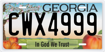 GA license plate CWX4999