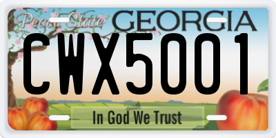 GA license plate CWX5001