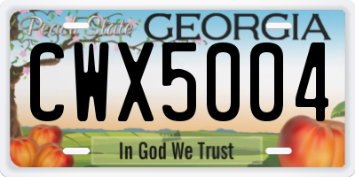 GA license plate CWX5004