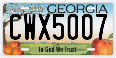 GA license plate CWX5007