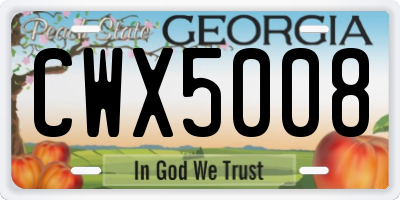 GA license plate CWX5008