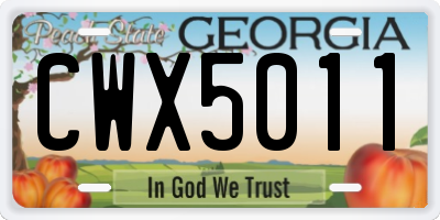 GA license plate CWX5011