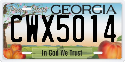 GA license plate CWX5014