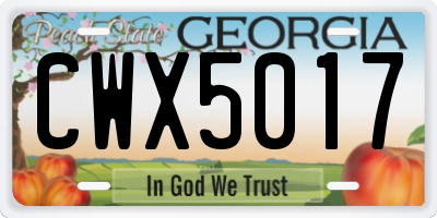 GA license plate CWX5017