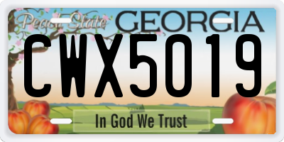GA license plate CWX5019
