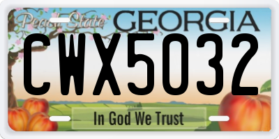 GA license plate CWX5032