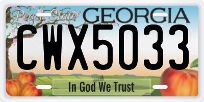 GA license plate CWX5033