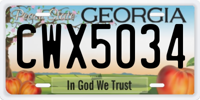 GA license plate CWX5034