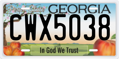 GA license plate CWX5038