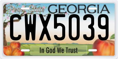 GA license plate CWX5039