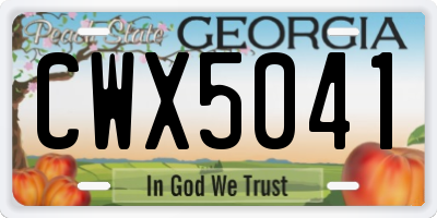 GA license plate CWX5041
