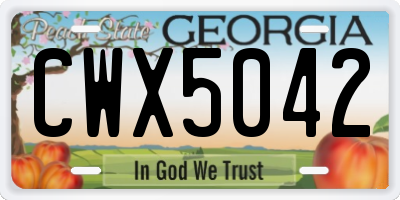 GA license plate CWX5042