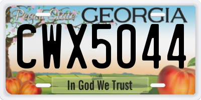 GA license plate CWX5044