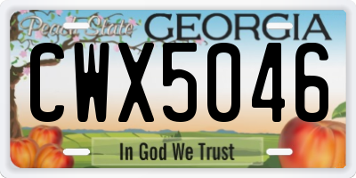 GA license plate CWX5046