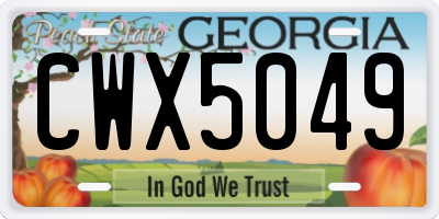 GA license plate CWX5049