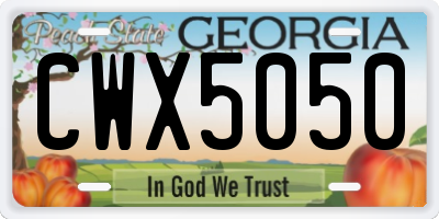 GA license plate CWX5050
