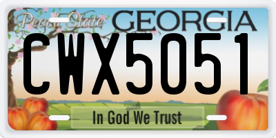 GA license plate CWX5051