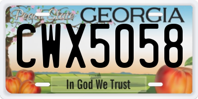 GA license plate CWX5058