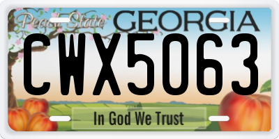 GA license plate CWX5063