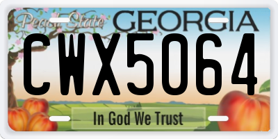 GA license plate CWX5064