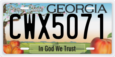 GA license plate CWX5071