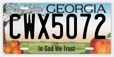 GA license plate CWX5072