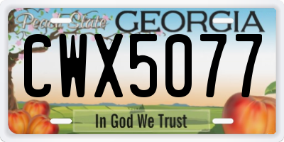 GA license plate CWX5077