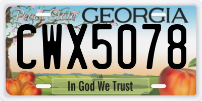 GA license plate CWX5078