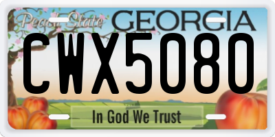 GA license plate CWX5080