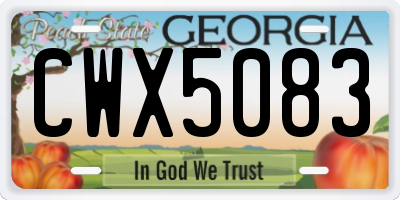 GA license plate CWX5083