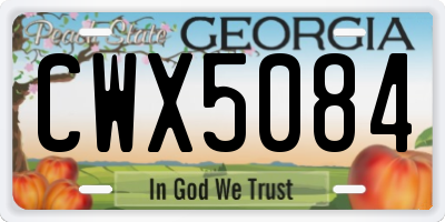 GA license plate CWX5084