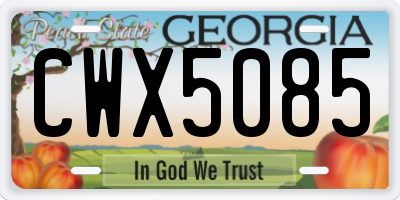 GA license plate CWX5085