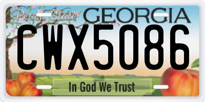 GA license plate CWX5086