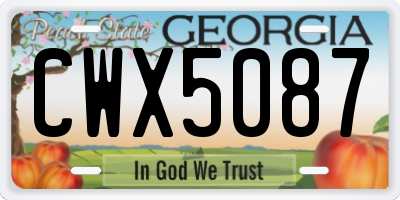 GA license plate CWX5087