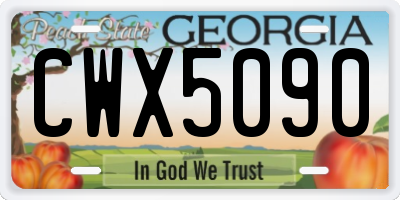 GA license plate CWX5090