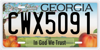 GA license plate CWX5091