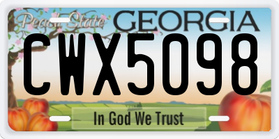 GA license plate CWX5098